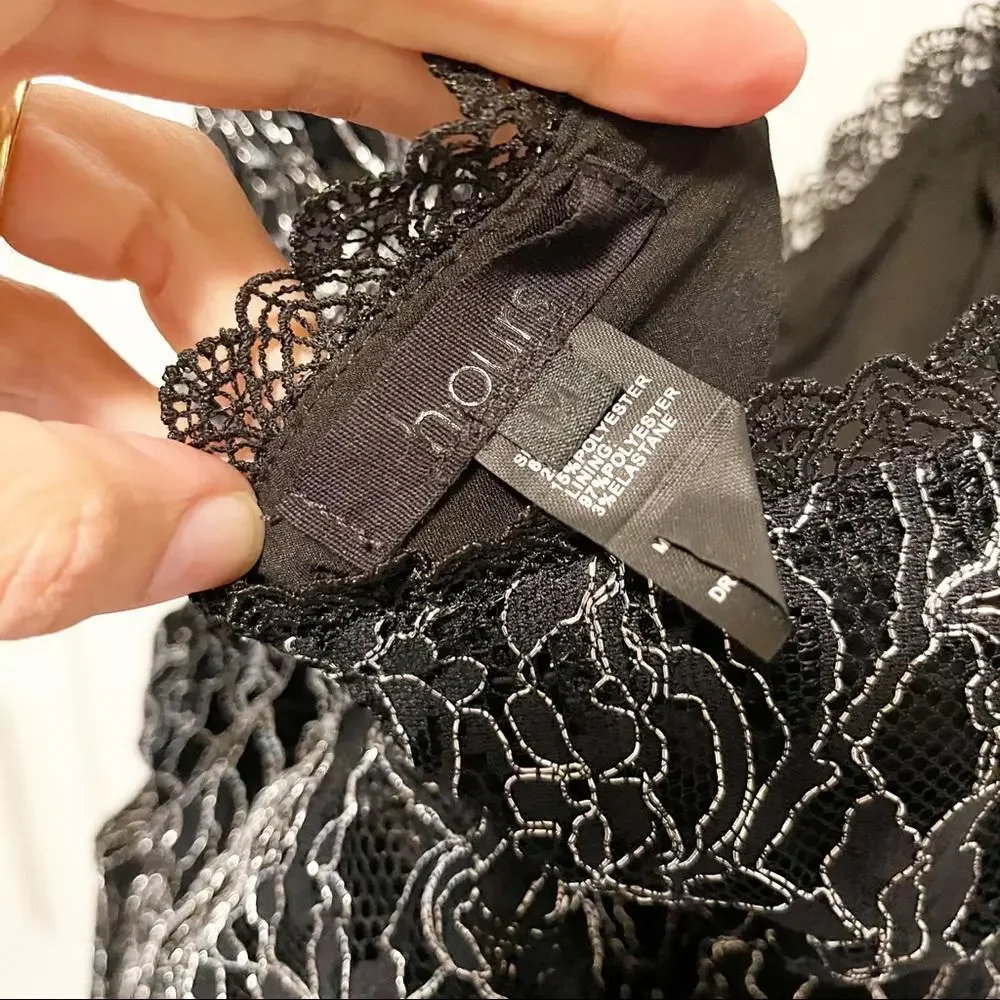 h:ours Mae Mini Dress in Metallic Black - Picture 4 of 4